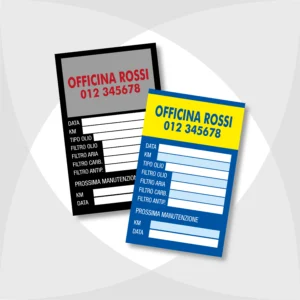 Adesivo tagliando olio professionale, 50x80 cm (confezioni da 25 a 6.000 pz) personalizzato con il tuo logo